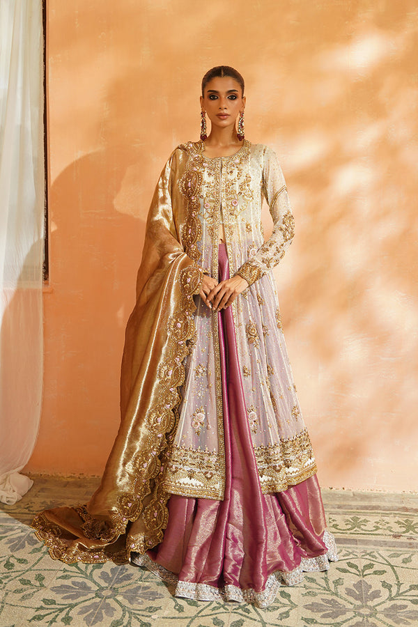 Ivory Net Kalidaar With Lehenga & Dupatta