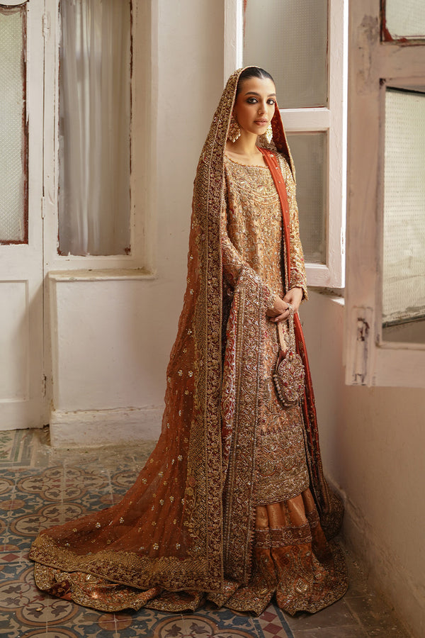 Rust Bridal With Two Dupatta Set